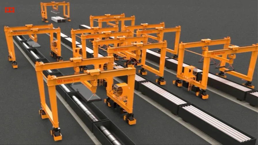 Rubber Tire Gantry Crane for Steel Pipe Handling