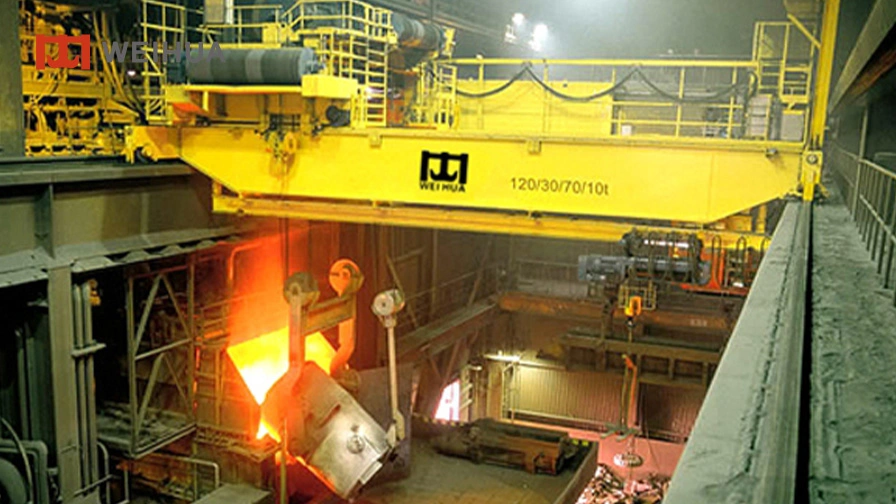 Ladle Crane Working In Steel Plant,Custom Molten Steel Handling Overhead Crane.webp